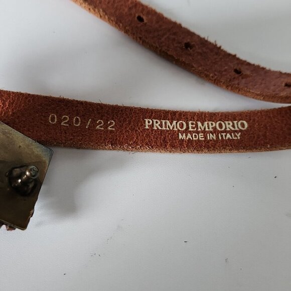 PRIMO EMPERIO | Embellished buckle belt Italian leather purple red brown - Picture 3 of 5